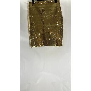 WOW COUTURE GOLD LABEL Women's Gold Sequin Embellished Mini Skirt SZ M
